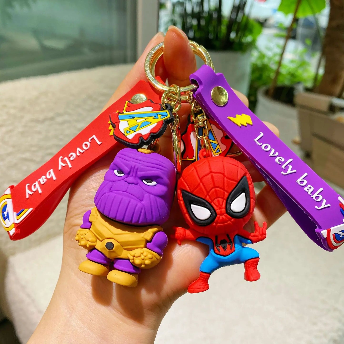Q Version of The Marvel Series Keychain Cartoon Creative Spider-Man Doll Key Ring Schoolbag Car Key Chain Pendant Student Gifts