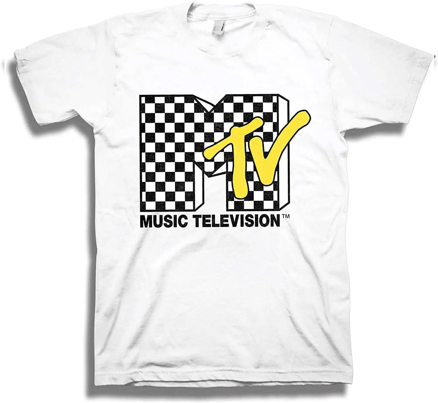 MTV Mens Shirt with Checkerboard  #TBT 1980's 1990'S Clothing  I Want My Music Television TShirt Men Print Streetwear