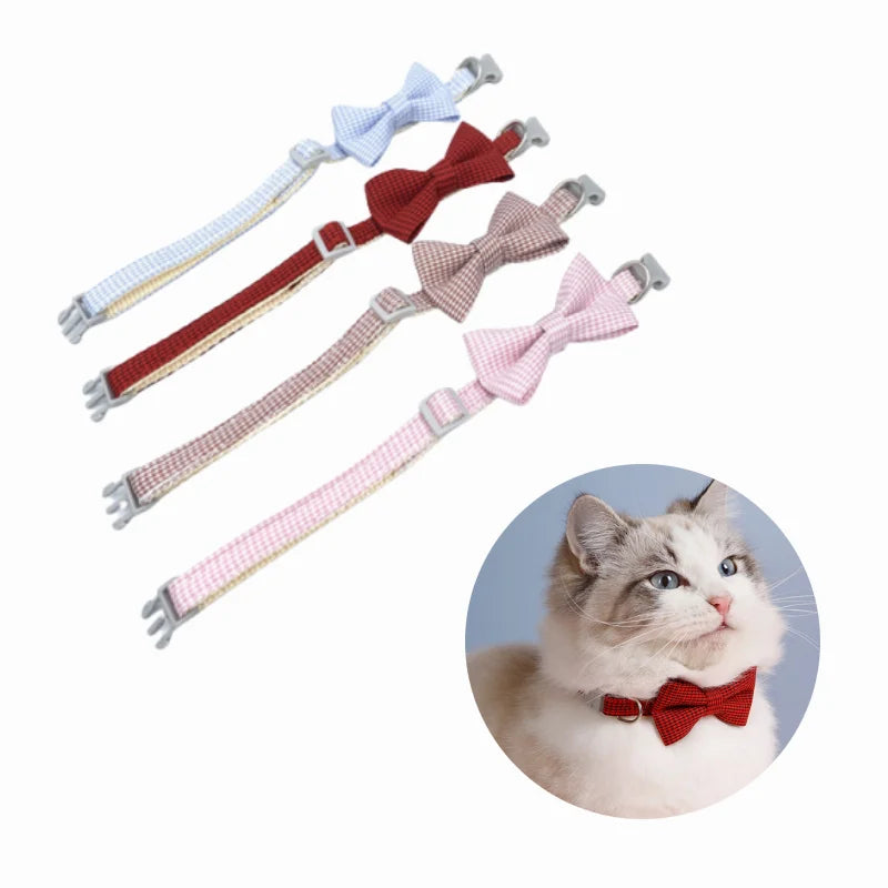 Pet Collar Adjustable Durable Cat Collars Cute Bow Kitten Necklace Soft Bell Puppy Lead Pet Product Cat Dog Accessories