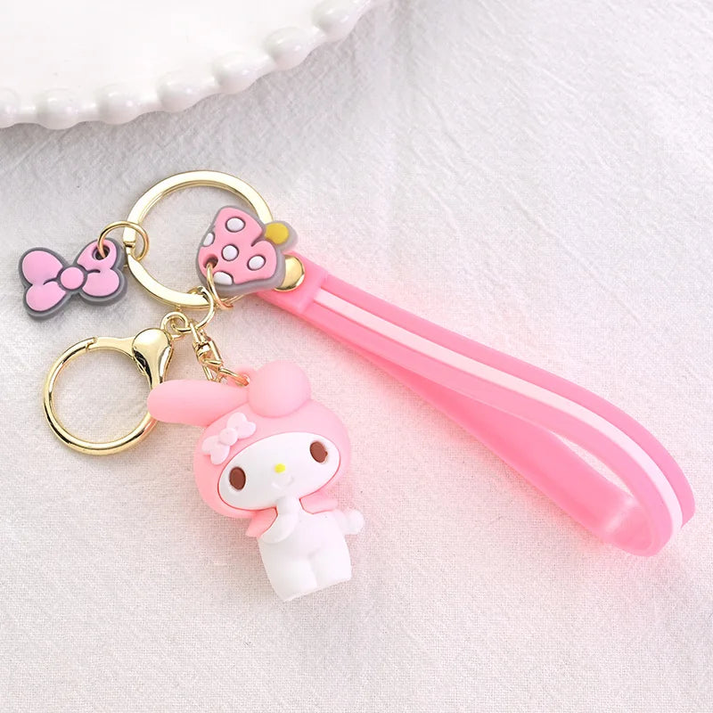 Cute Keychain Kawaii Anime Keychain, Hello Kitty, My Melody,Kuromi,Keroppi, Badtz-Maru, Cinnamoroll, Pompompurin