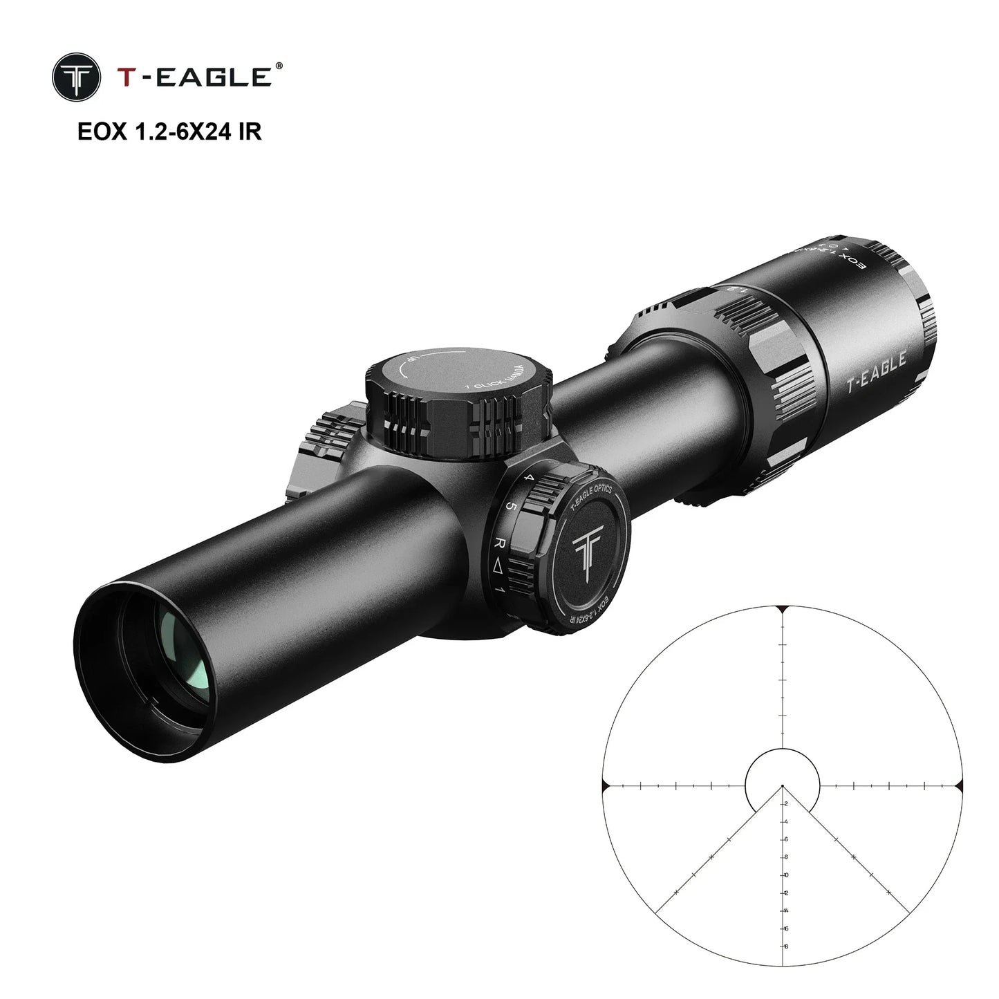 T-EAGLE EOX 1.2-6X24 IR Tactical Riflescope Hunting Spotting Rifle Scope Optical Collimator Air Gun Airsoft PCP Sight
