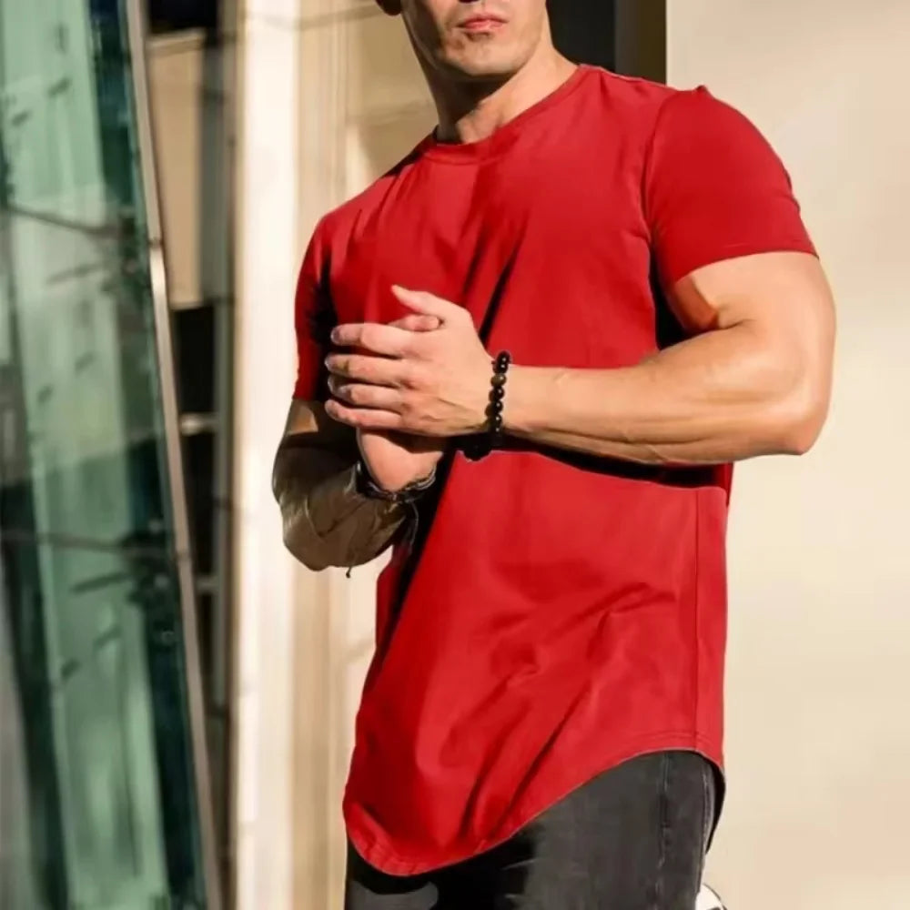 Muscle fitness T-shirts, sports training T-shirts, high-quality cotton T-shirts for men, fitness and sports T-shirts