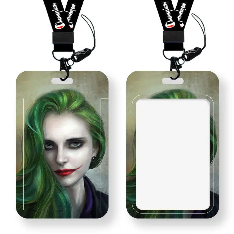 DC Joker Harley Quinn Anime Movie Periphery Student Campus Card Cover Creative Cartoon Lanyard Work Card Protective Cover Gifts