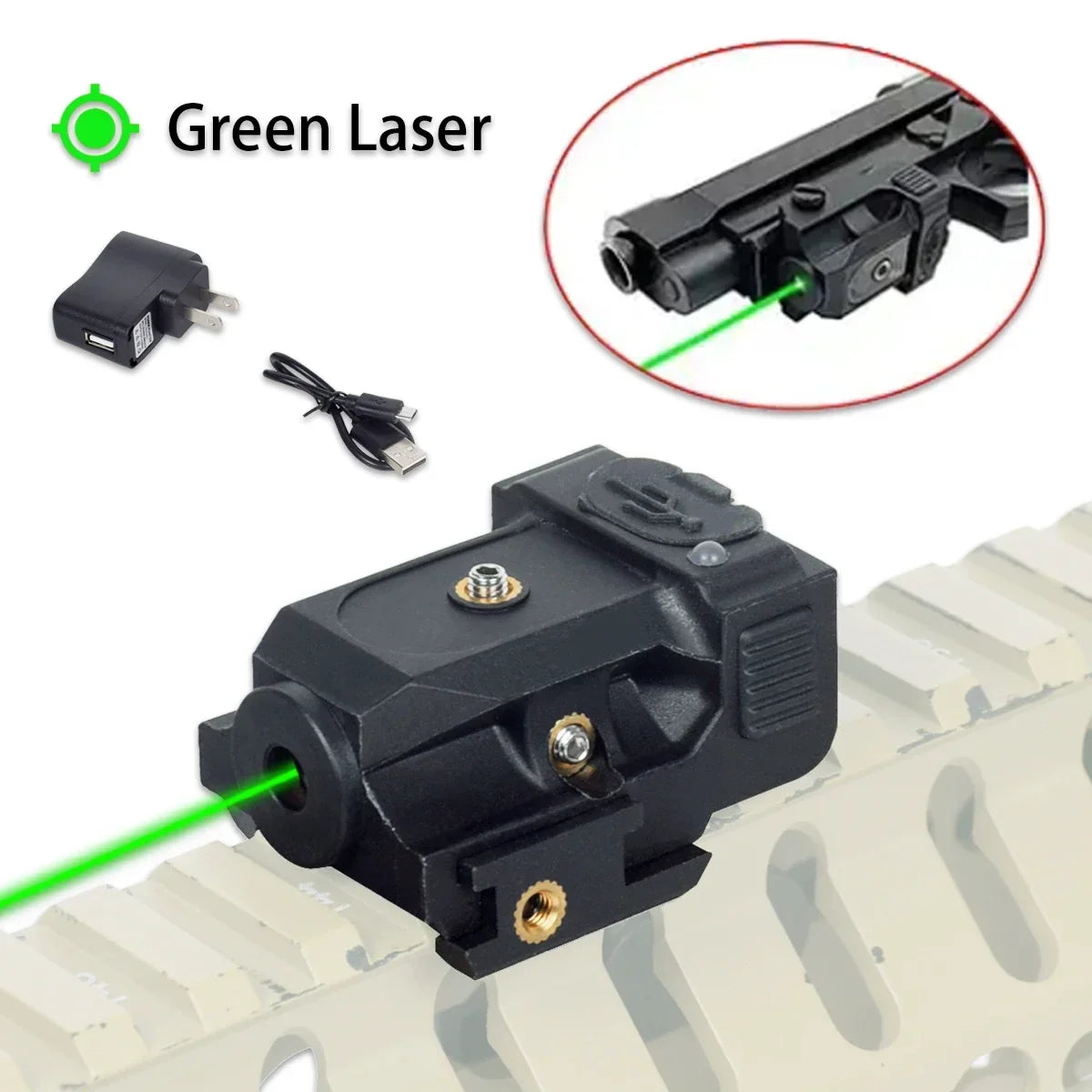 Tactical USB Charging Handgun Red Green Dot Laser Sight Pistol Scope Fit 20mm Rail G17 G19 Taurus G2C Pistol Training Laser