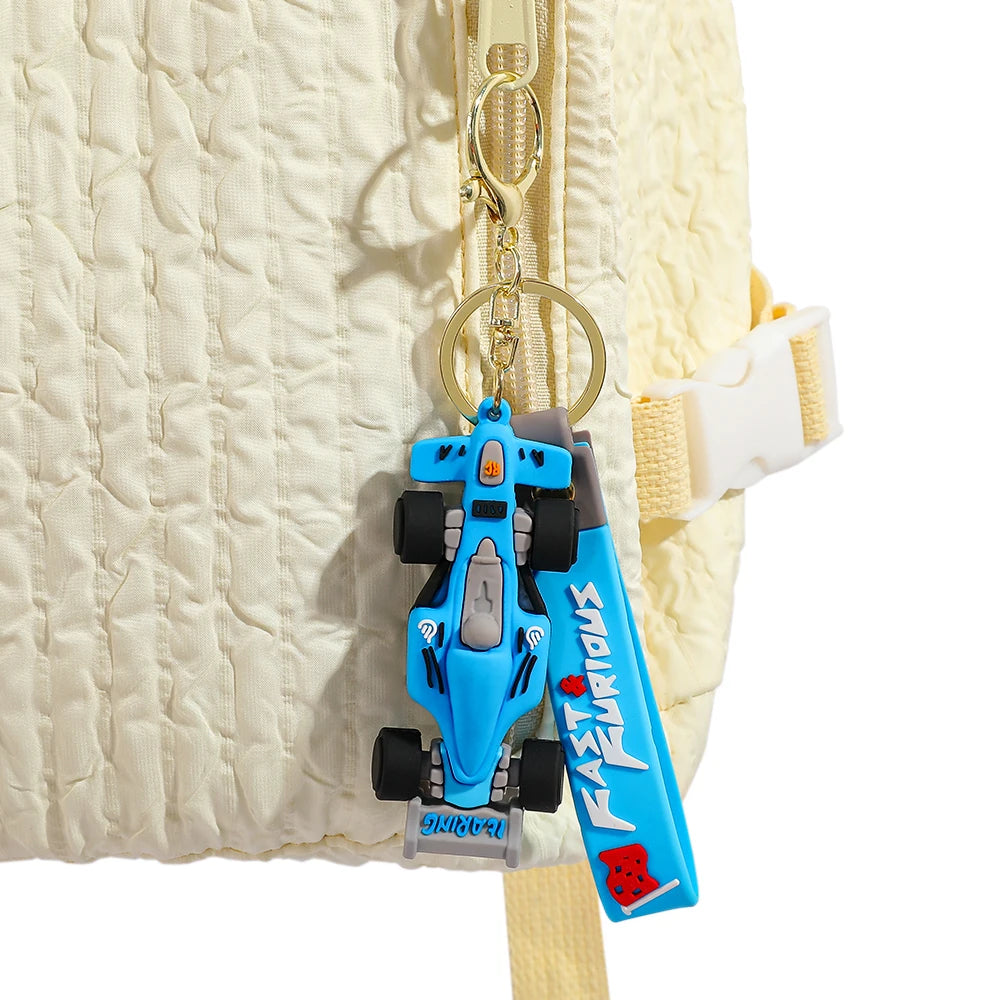 Formula Racing Car PVC Keychain, F1 Style Keychain Soft Rubber Key Ring, Motorsport Keychain for Men Women Racing Enthusiasts