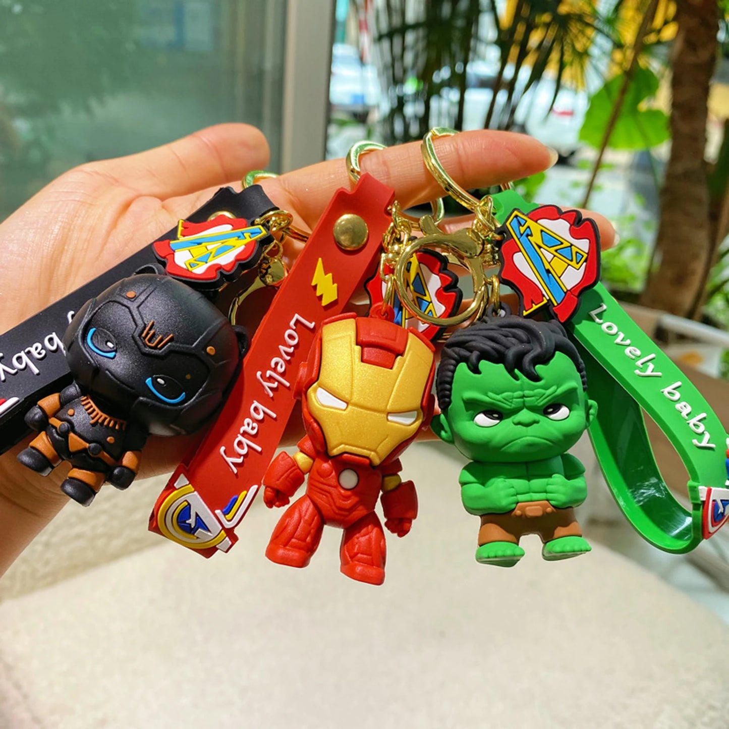 Q Version of The Marvel Series Keychain Cartoon Creative Spider-Man Doll Key Ring Schoolbag Car Key Chain Pendant Student Gifts