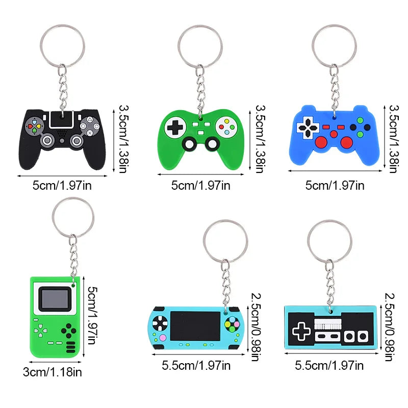 6/12/24Pcs Video Game Machine PVC Keychains Kids Birthday Party Favors Gift for Guest Goodie Pinata Fillers Backpack Pendant Toy