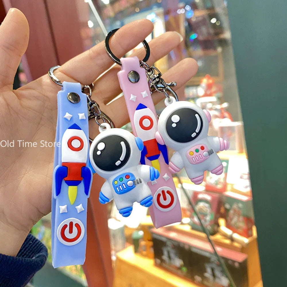 Cute PVC Colorful Astronauts Keychain Tassels Gloomy Bear Rabbit Ears Car Backpack Key Chain Pendant Jewelry Gifts for Women