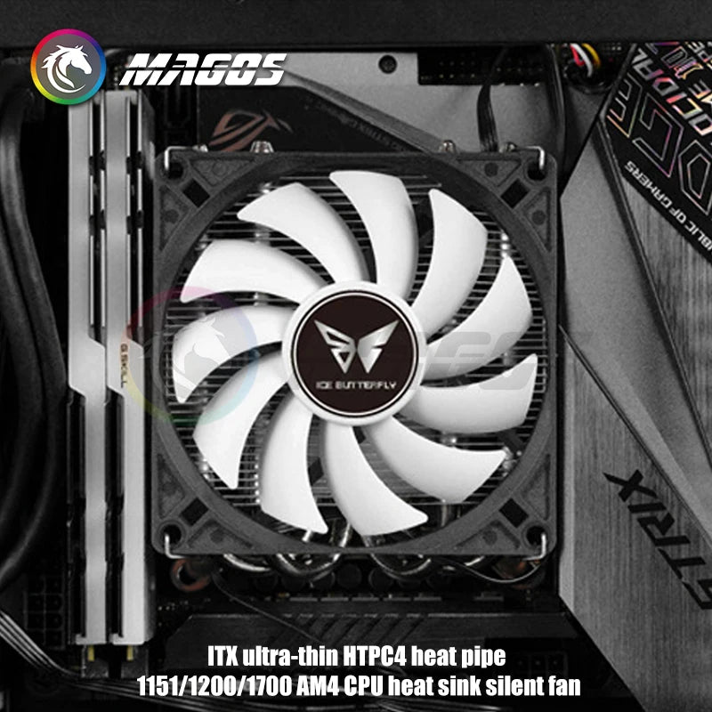 CPU Cooler for Mini ITX Case Ultra-thin Z39 4 HeatPipe CPU Radiator Support AMD/Intel Desktop Cabinet PC Air Cooing Fan 4Pin PWM