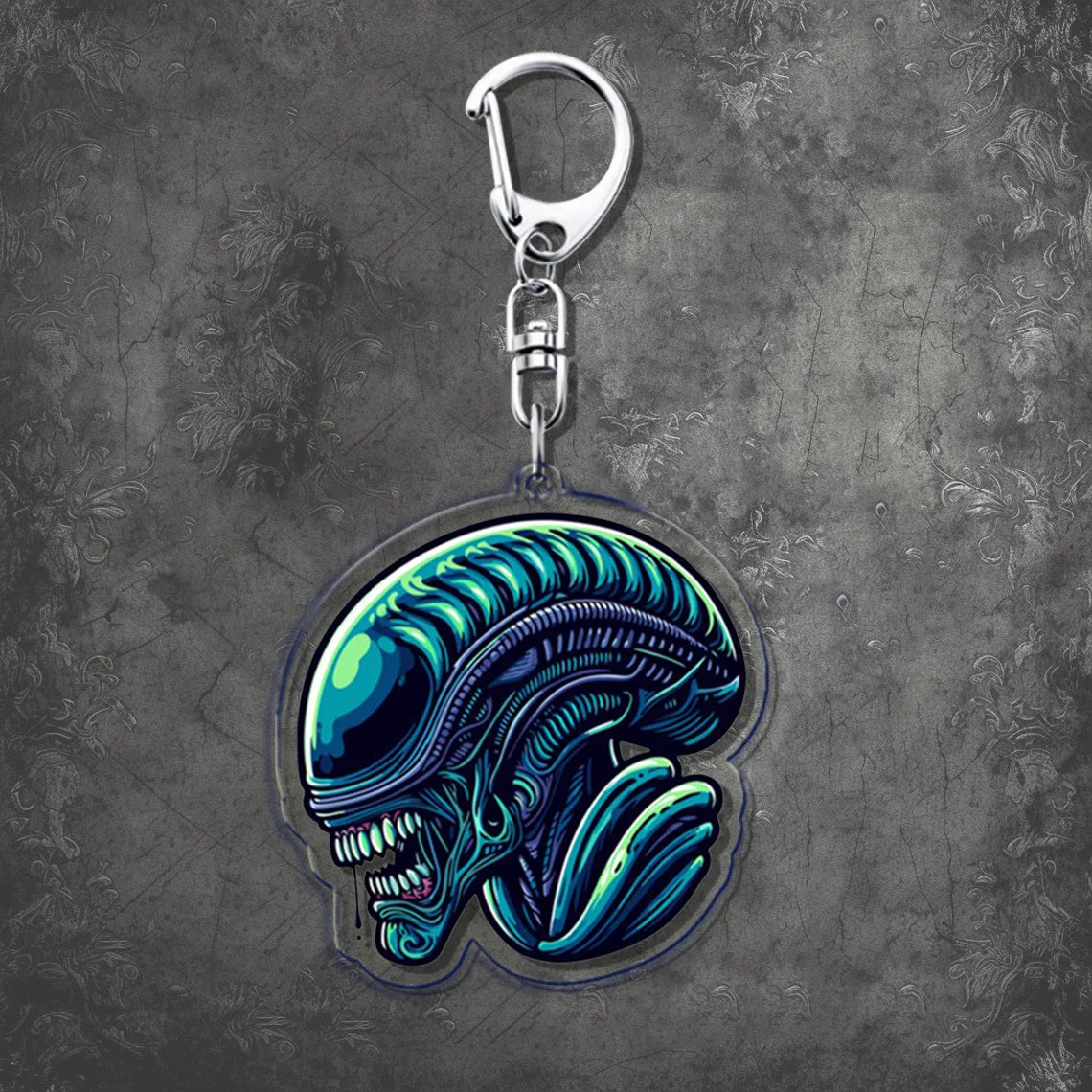 Horror Scary Classic Movie Keychain Key Chain Ring for Bag Xenomorph Sci Fi Keyring Jewelry Gamer Fans Gaming Gift