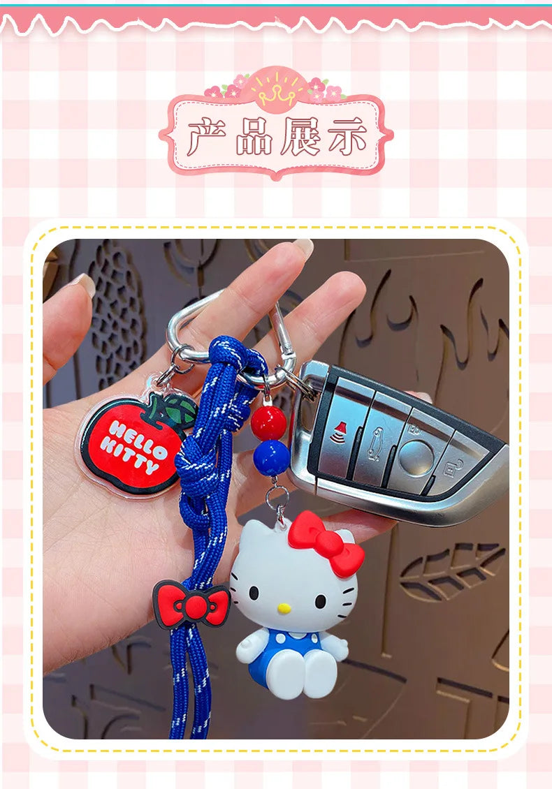 NEW Kawaii Sanrio Hello Kitty Doll Keychain Cartoon Cute PVC Car Key Anti-Lost Pendant Backpack Pendant Birthday Gift