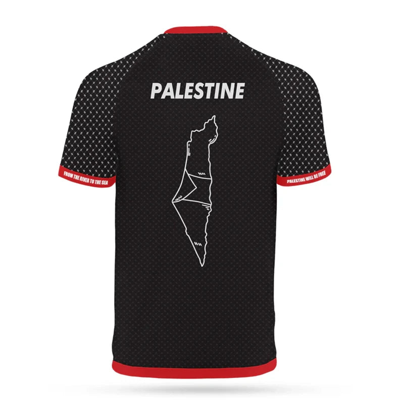 Fashion Palestine Flag Football T Shirts Summer Casual 3D Printed Mens Sports Jersey Loose O Neck Quick Dry Breathable Tees Tops