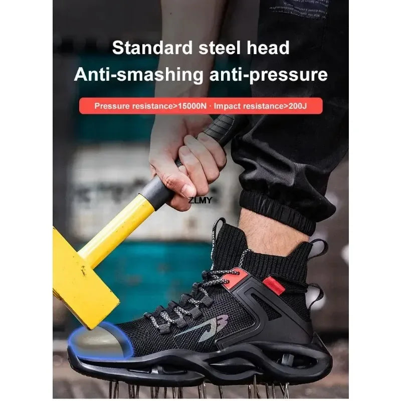 Tactical Boots for Man Breathable Work Safety Boots with Steel Toe Fashion Work Shoes Men Anti-stab Anti-smash Sneaker