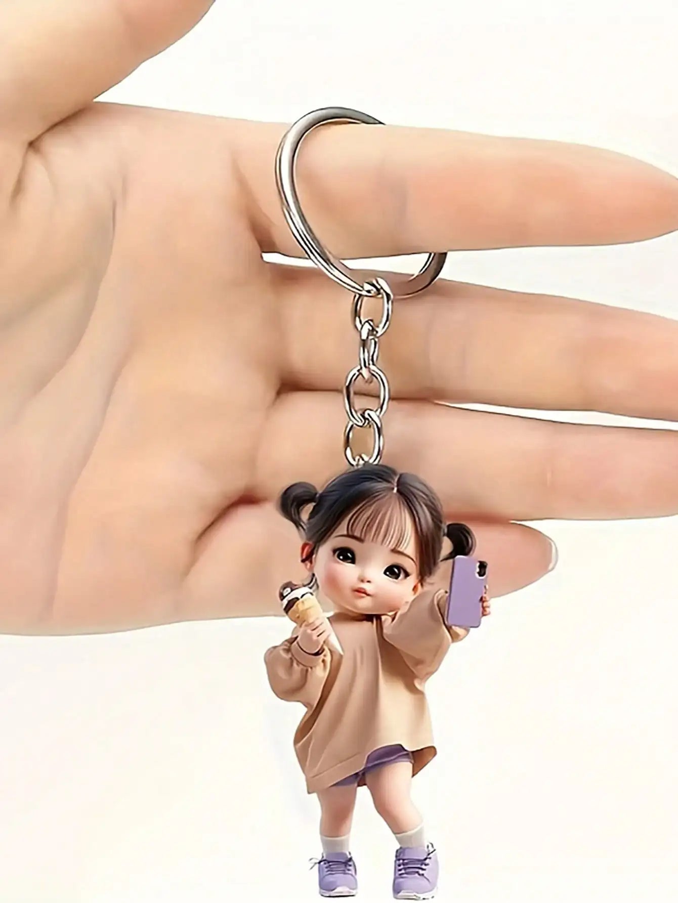 1 cute acrylic girl keychain, 2D flat, holiday gift, backpack accessories, key decoration, car decoration, keychain, pendant