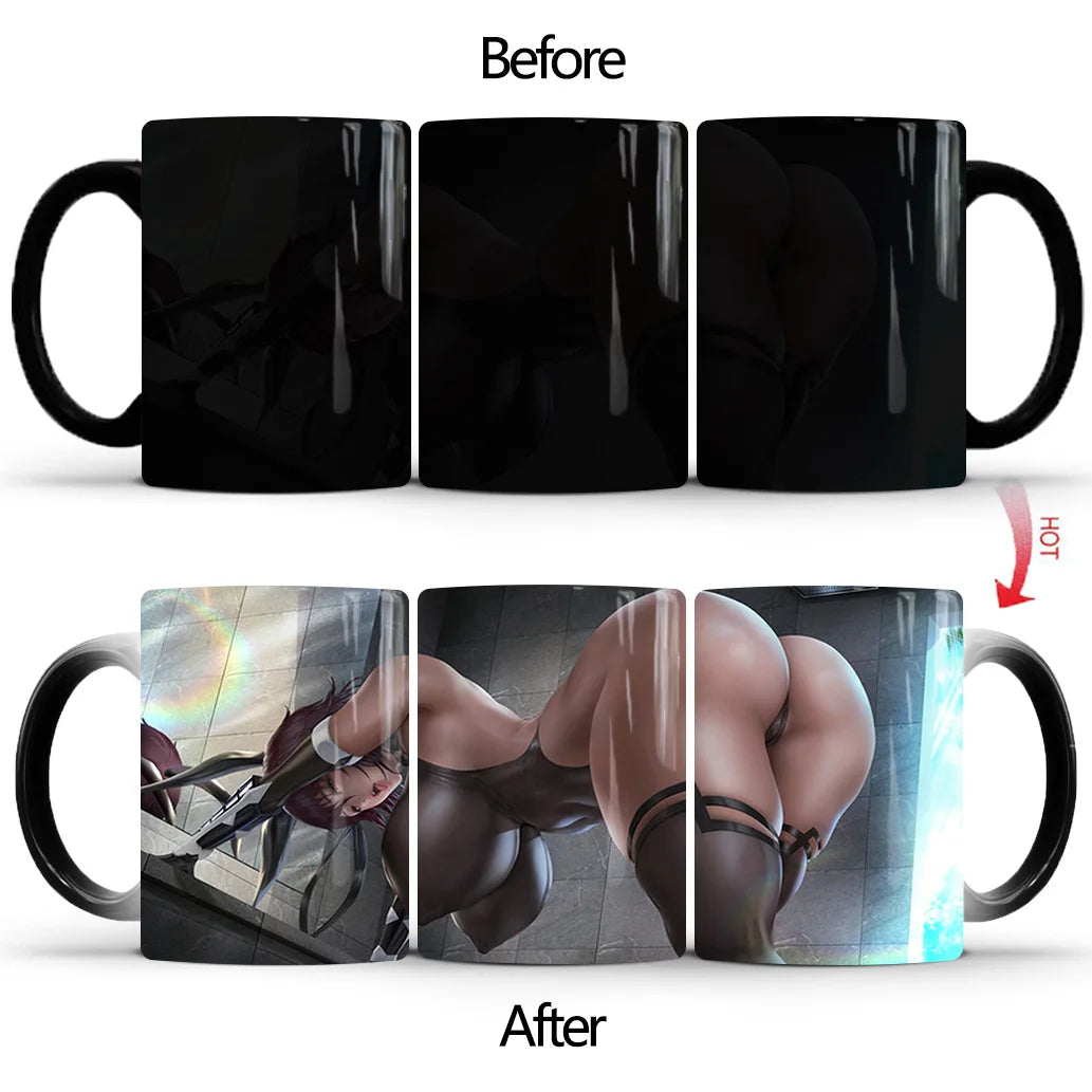 Anime Sexy Bikini Girls Color Changing Mugs Beauty Ceramic Magic Mug Erotic Heat Sensitive Coffee Cup Eroticism Tea Cup Novelty