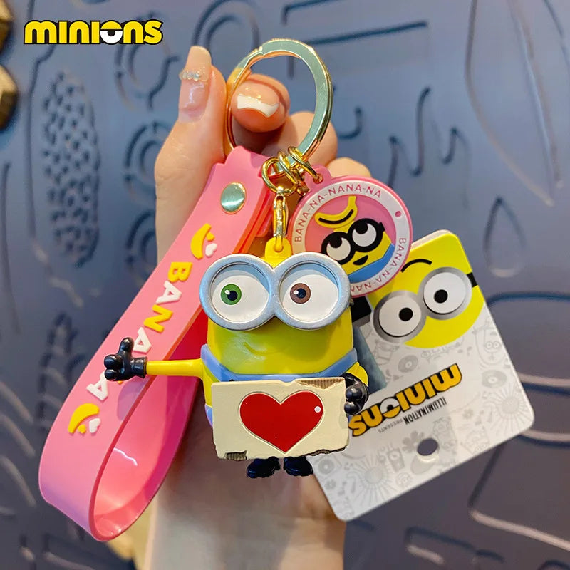 Cute Minion Keychain Cartoon Creative Exquisite Anime Doll Keychain Couple School Bag Pendant Accessories Gift