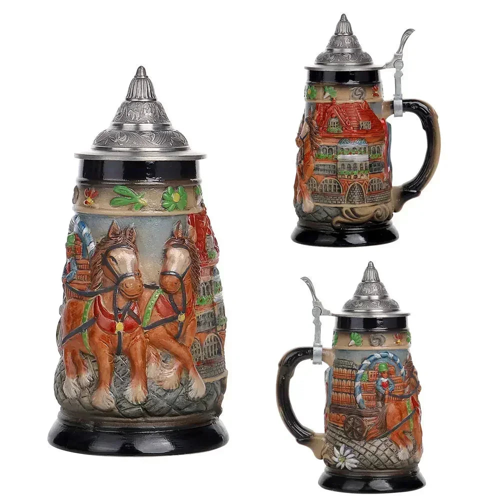 600ml Beer Mugs Big Capacity Germany Geographical Sign Classical  Beer Mug 3D & Resin Steel Stainless Tankard Cup Best Fans Gift