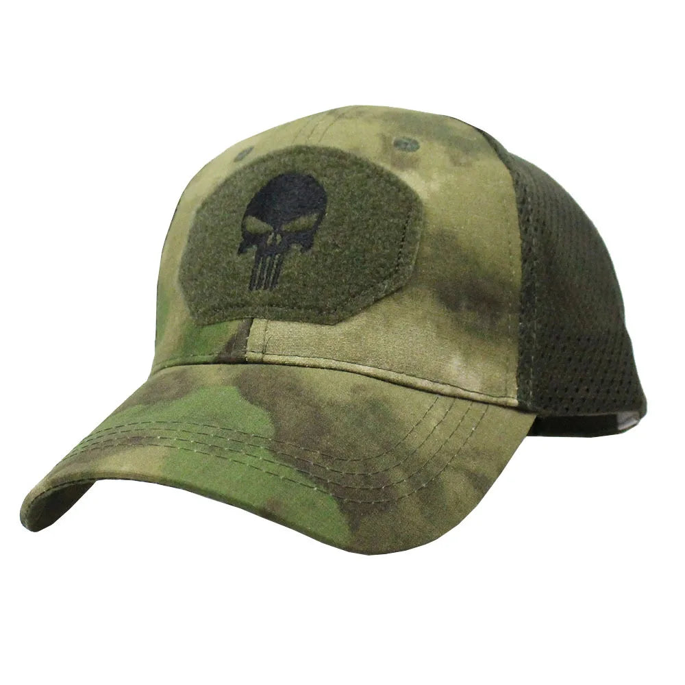 Tactical Camouflage Baseball Cap Mesh Breathable Special Forces Tactical Camo Hat Skull Duck Visor Hat