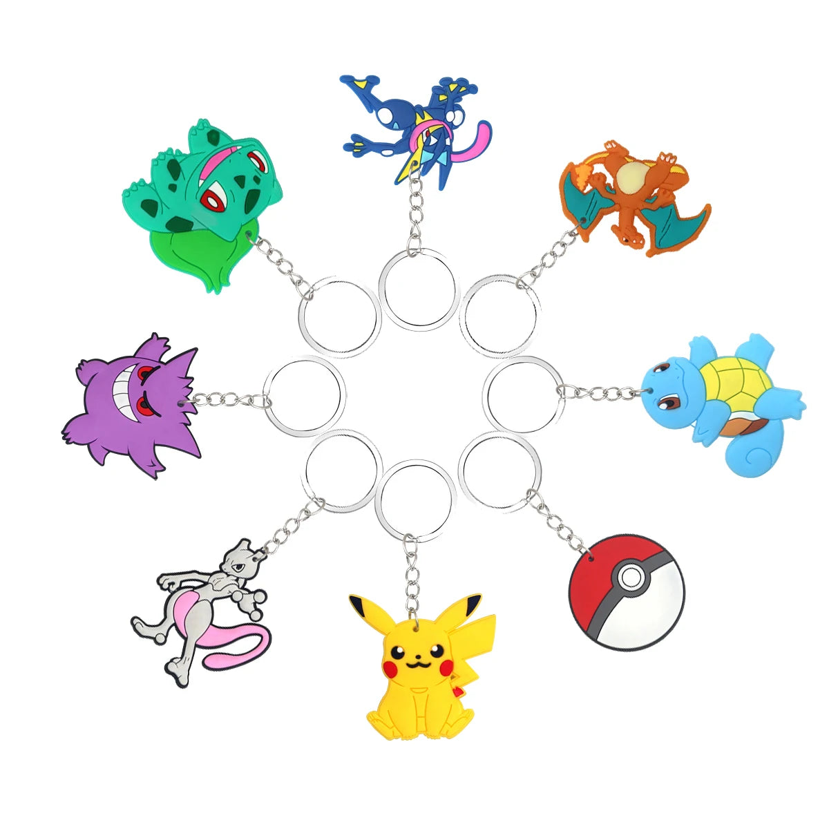 8/16 Pcs Pokemon PVC Keychain Anime Birthday Party Favors Gifts Keyring Bag Pendant Birthday Party Favors Supplies Decoration