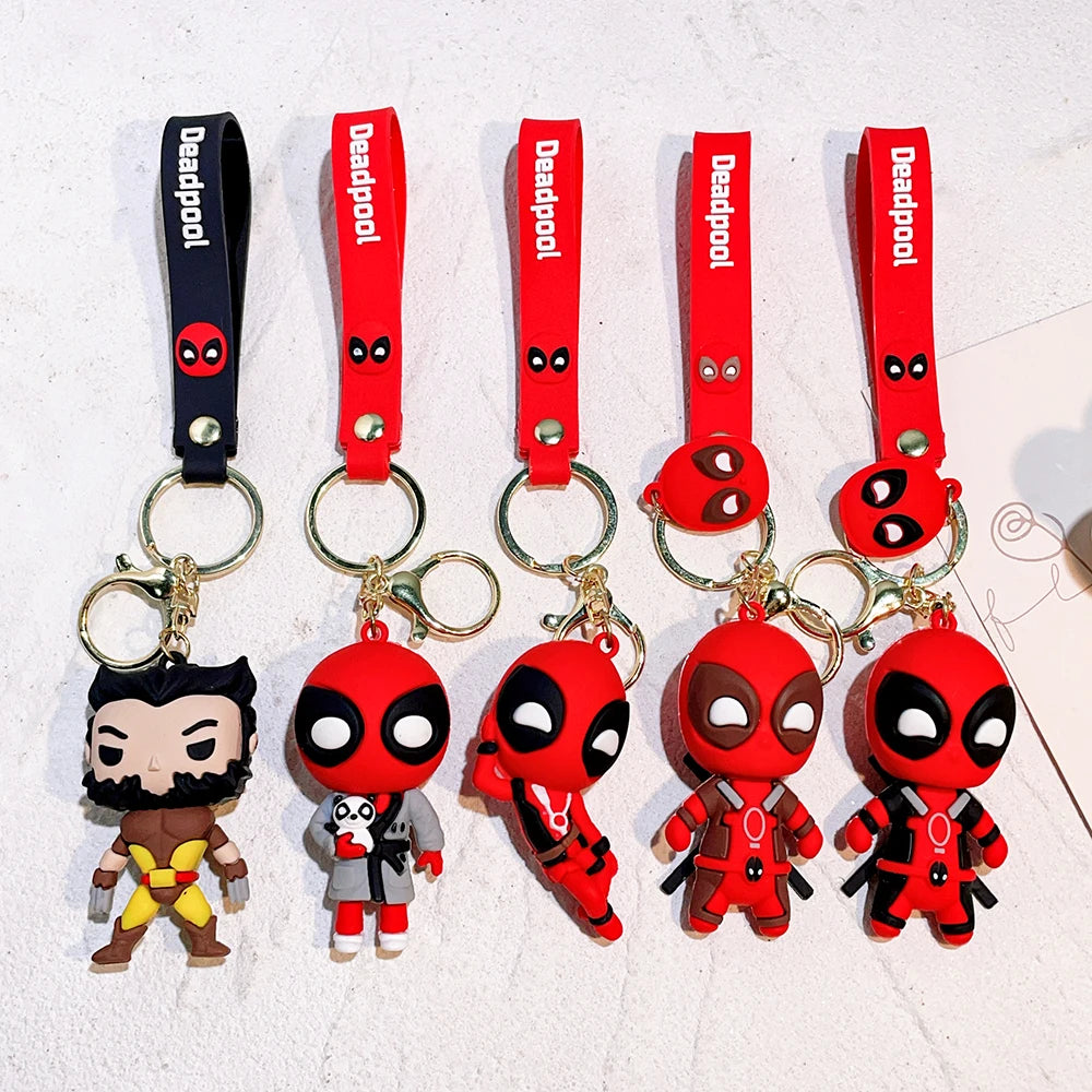 Marvel Deadpool Keychain - Funny Q Version Keyring, Cute Anti-Hero Backpack Charm for Fans & Couples (Gift Idea)