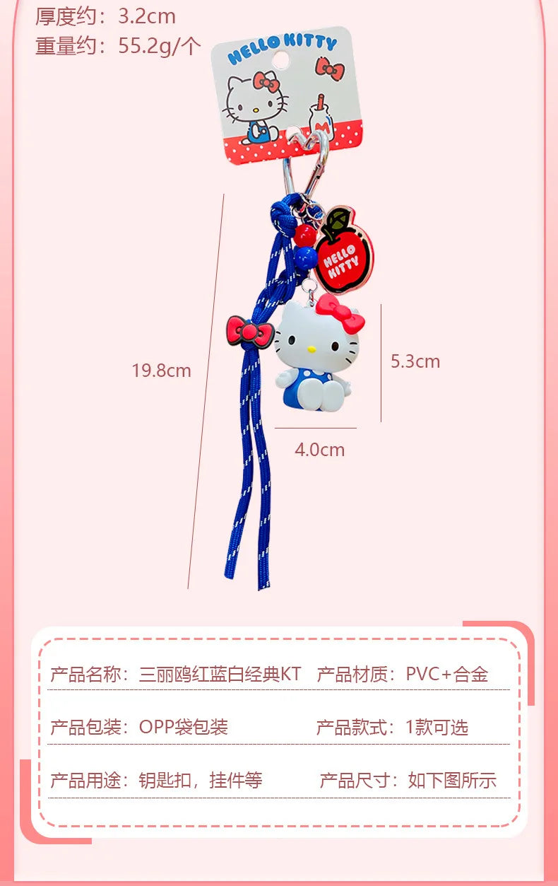 NEW Kawaii Sanrio Hello Kitty Doll Keychain Cartoon Cute PVC Car Key Anti-Lost Pendant Backpack Pendant Birthday Gift