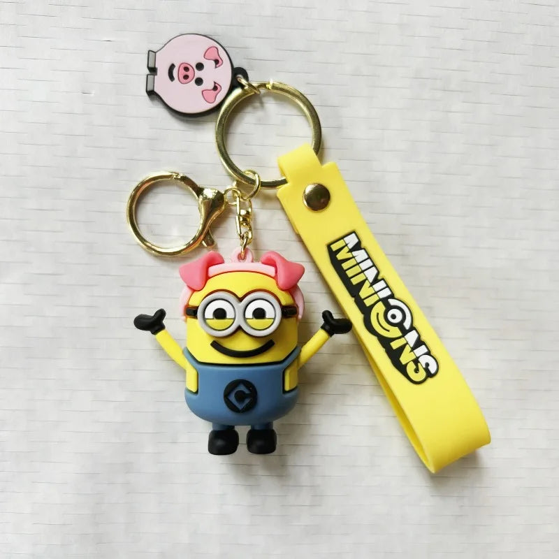 MINISO Minion Keychain Chinese Zodiac Series Cute Cartoon Children's Toy Keyring School Pack Car Key Accessories Gift