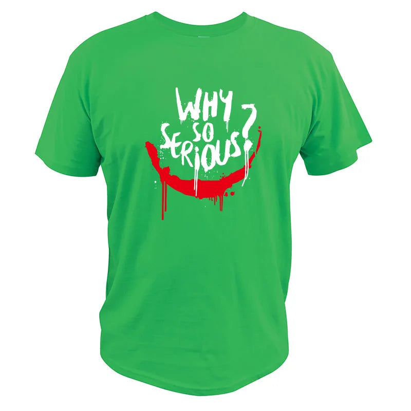 Joker T Shirt Why So Serious Cool Digital Print Black Short Sleeved 100% Cotton Heath Ledger Clown Tee EU Size