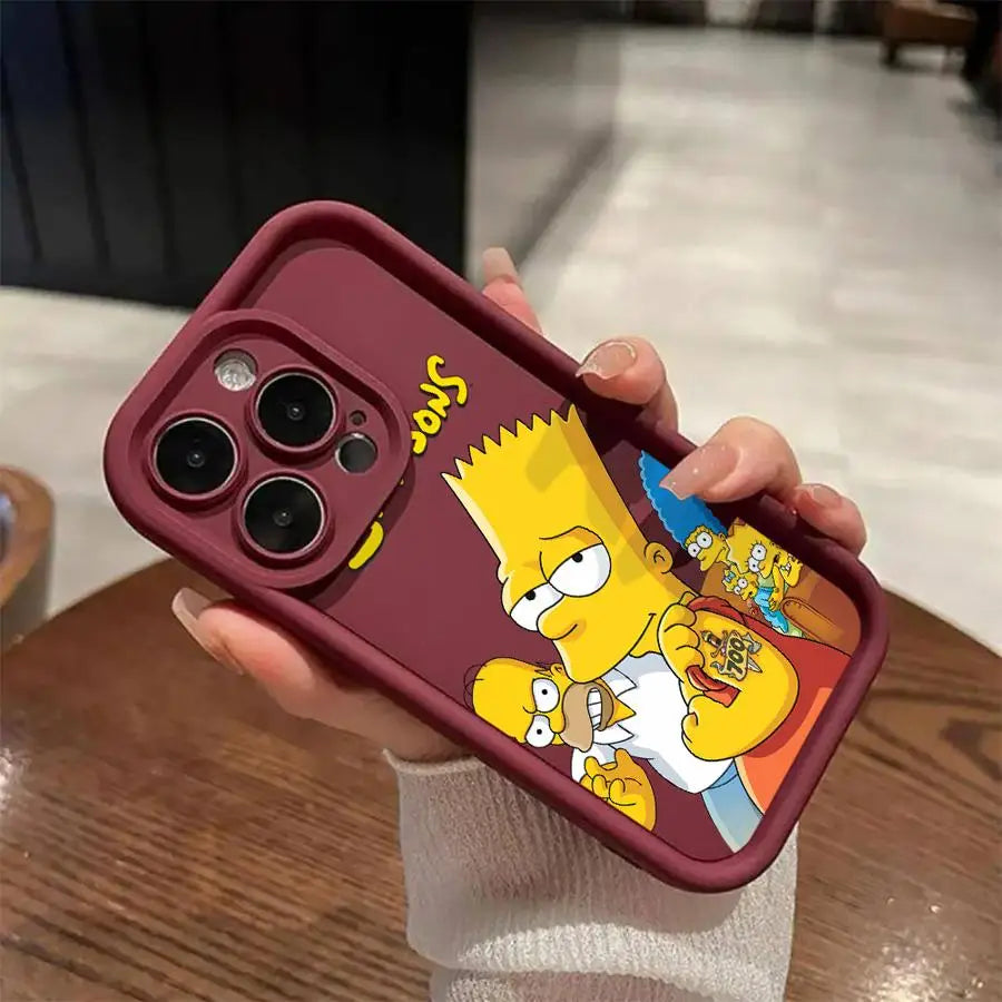 Funny Cartoon SimpsonS Phone Case for iPhone 15ProMax 13 Mini 12 Pro 16 11 Pro SE XS Max 8 7 XR 14 Plus Soft Cover Luxury