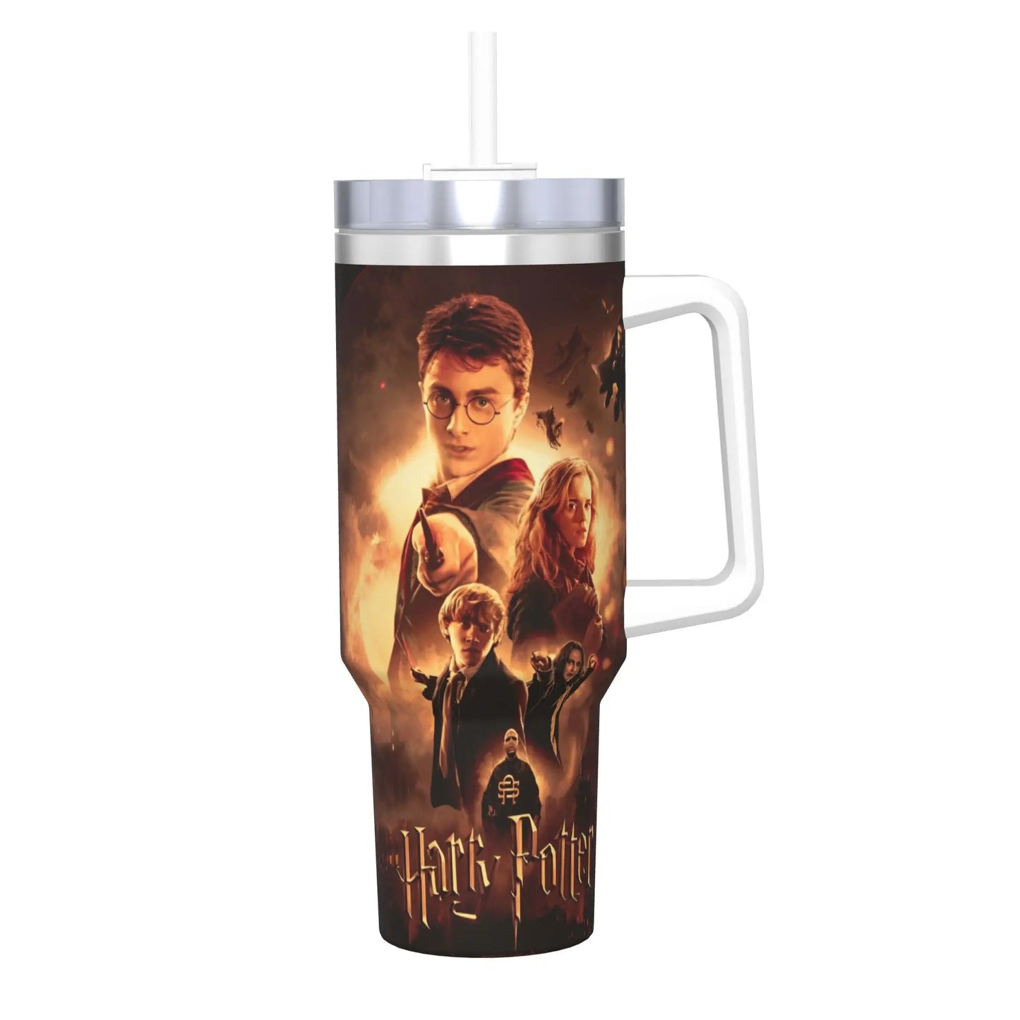 H-HARRY Movie Car Mugs With Straws  P-POTTER Travel Cold and Hot Water Bottle Portable Large Capacity Coffee Mug