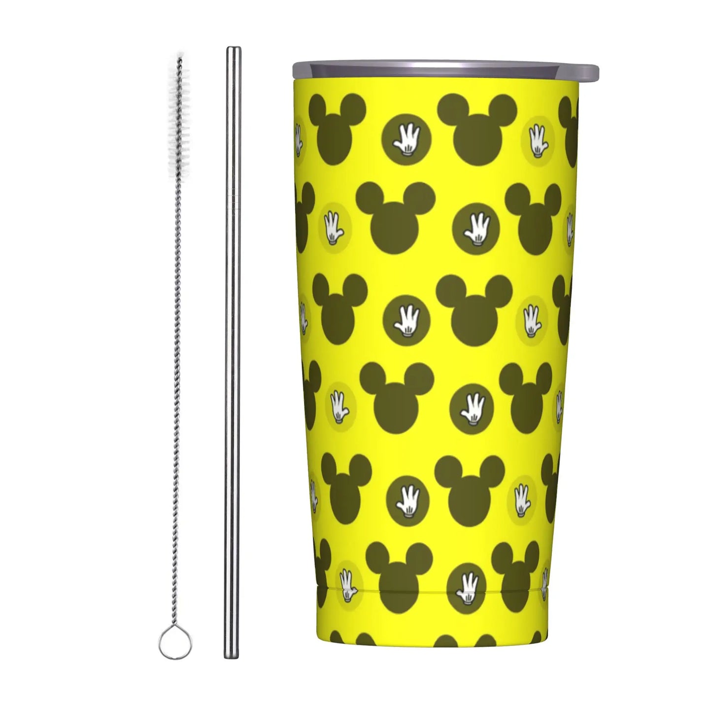 Cartoon Fantasia Mickey Tumbler Vacuum Insulated Magic Wizard Thermal Cup with Lid Straw Office Home Mugs Hot Cold Drink, 20oz