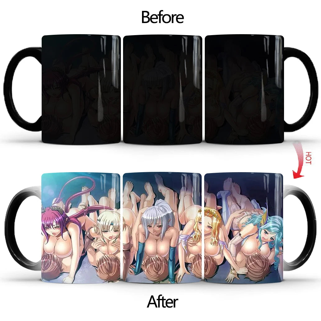 Anime Sexy Bikini Girls Color Changing Mugs Beauty Ceramic Magic Mug Erotic Heat Sensitive Coffee Cup Eroticism Tea Cup Novelty