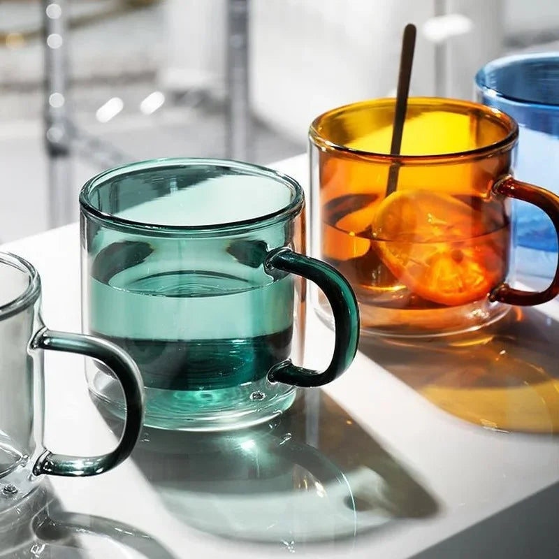 Creative Double Bottom Glass Mugs for Home, 250ml Drinking Tumbler for Wine, Whiskey, Vodka, Coffee, Juice, Water, Tea