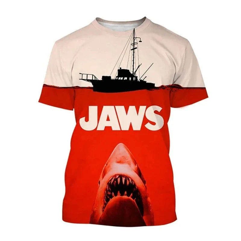 Horror Movie Jaws T-Shirts Shark 3D Printed Streetwear Men Women Fashion Oversized Short Sleeve T Shirt Kids Tees Tops Clothing