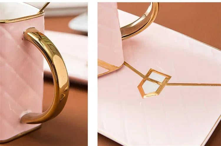 Handbag Shaped Mug Luruxy Coffee Cup Creative Tote Bag Shaped Cups Linner Saucer Set Dessert Afternoon Tea Mugs Drinkware Gifts