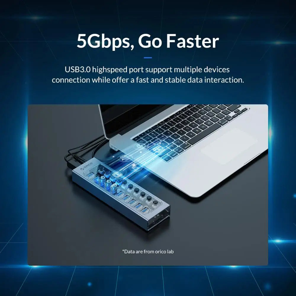 ORICO USB HUB USB 3.0 Hub Multi USB Splitter with QC Fast Charger 7/10/16 Port Multiple Expander USB 3.0 Hub with Switch for PC