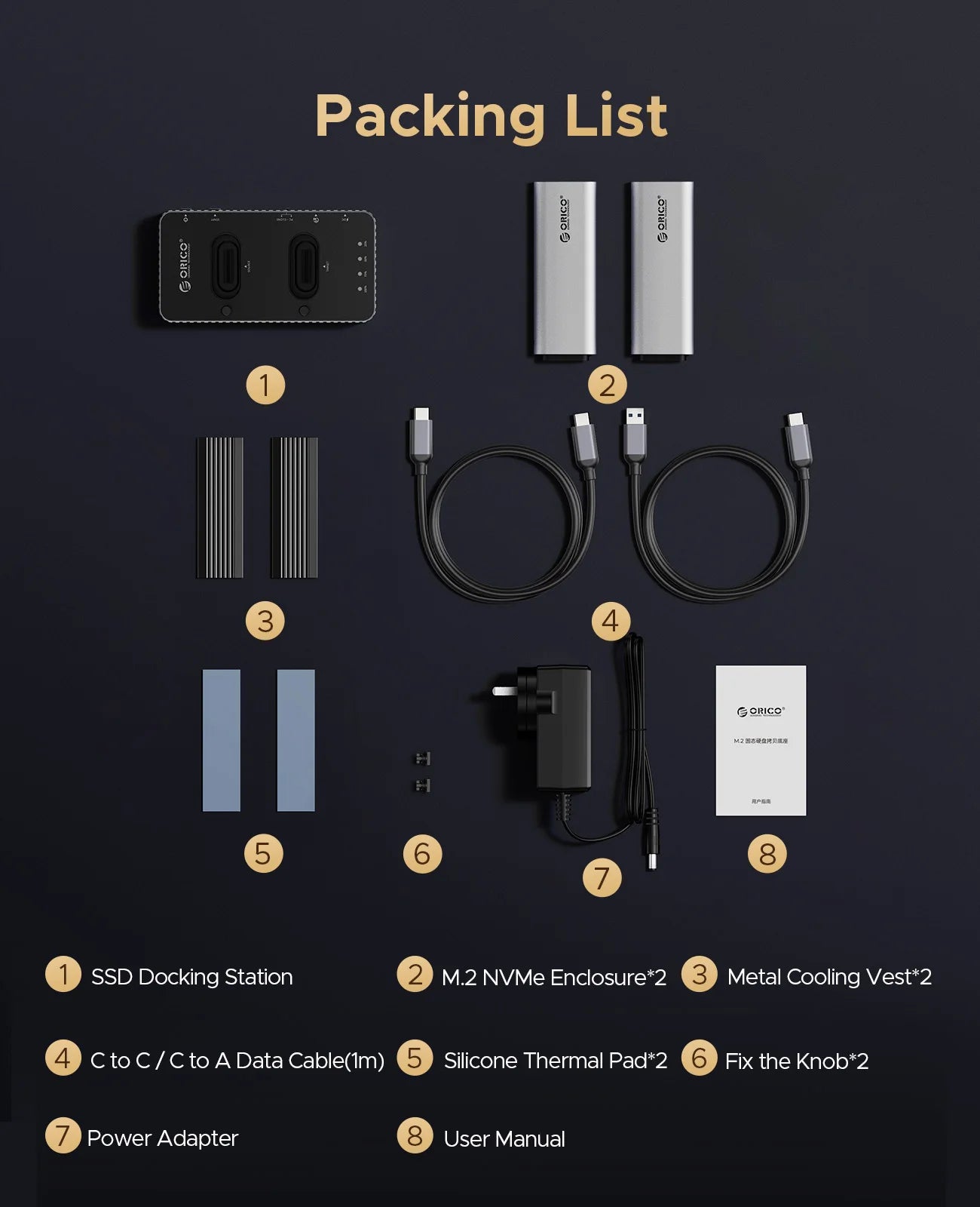 ORICO USB4 40Gbps M.2 NVMe SSD Clone Docking Station 4 Bay 2 Bay offline clone  SSD enclosure for Internal SSD Duplicator