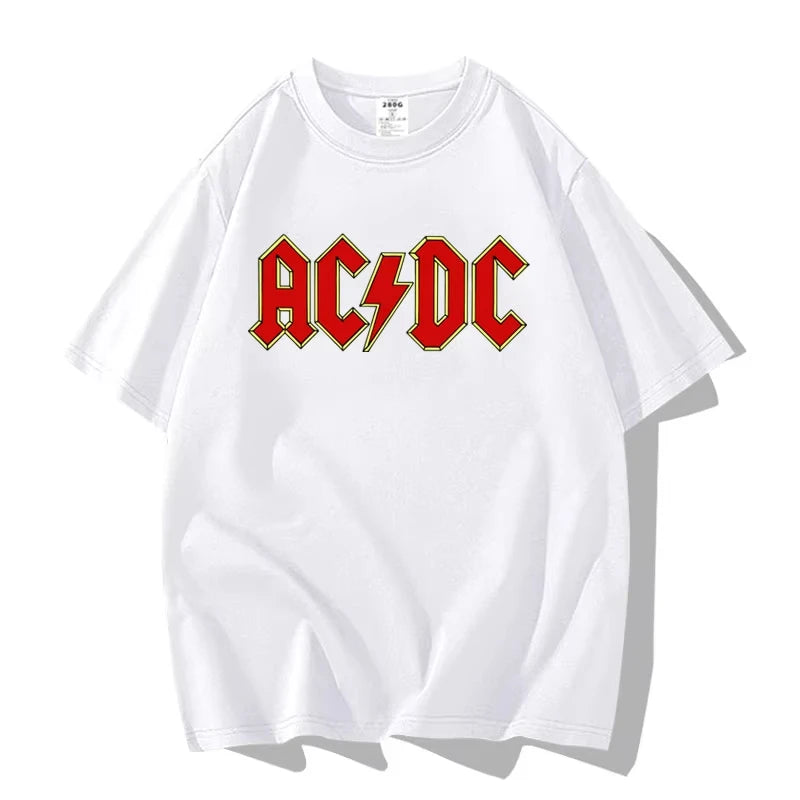 American Street Punk Rock Band ACDC Hip Hop Short Sleeve T-shirt Clothing Clothing Casual Men's and Women's 100% Cotton T-shirt