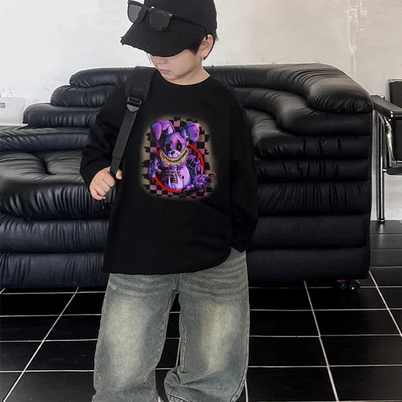 Five Nights At Freddys Long Sleeves Kids T-shirts Anime FNAF Tee Tops Cotton Fashion Children Clothes Undershirt Birthday Gift