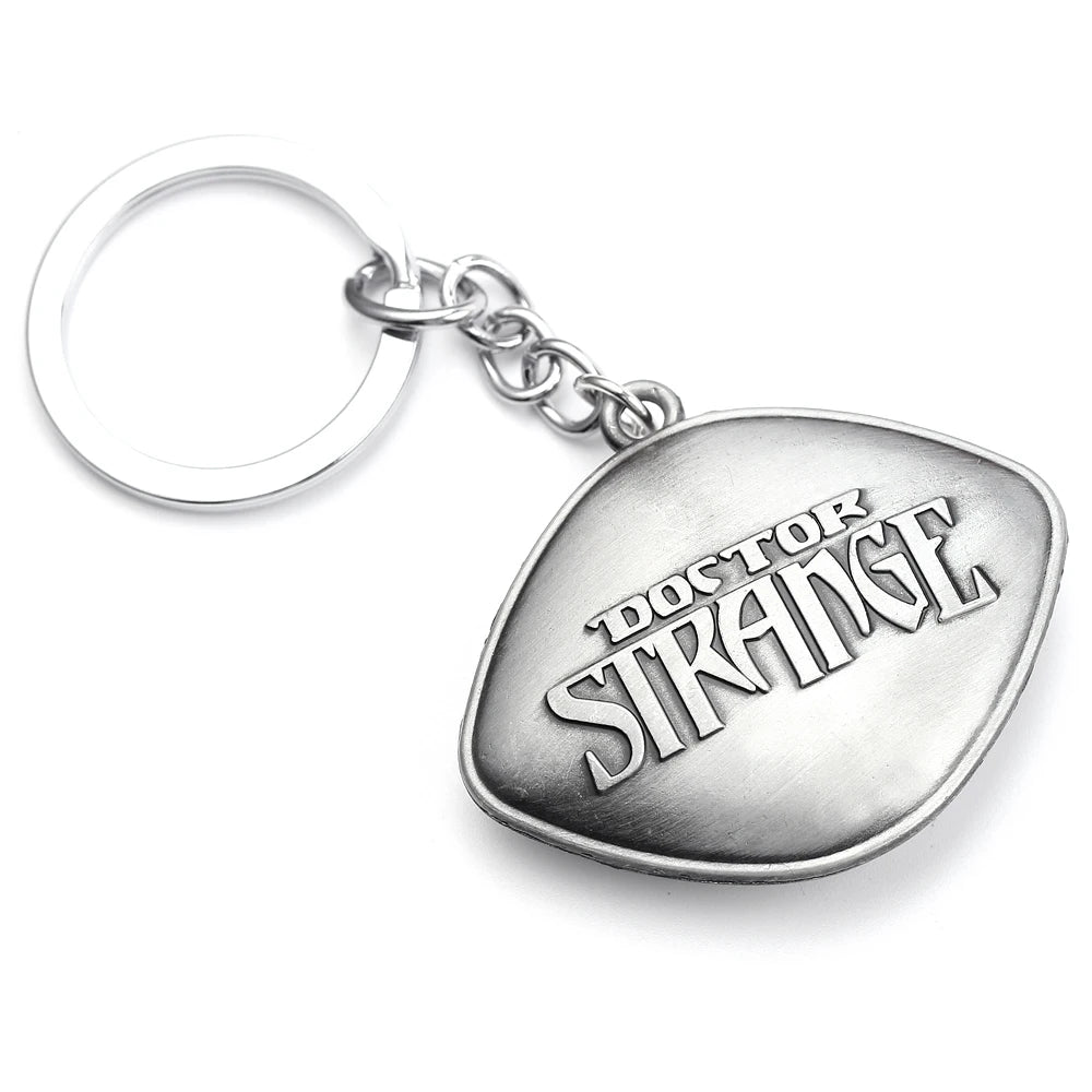 Marvel Avengers Doctor Strange Keychain Retro Unlimited Time Stone Pendant Keyrings Men Women Car Bag Key Holder Jewelry Gifts