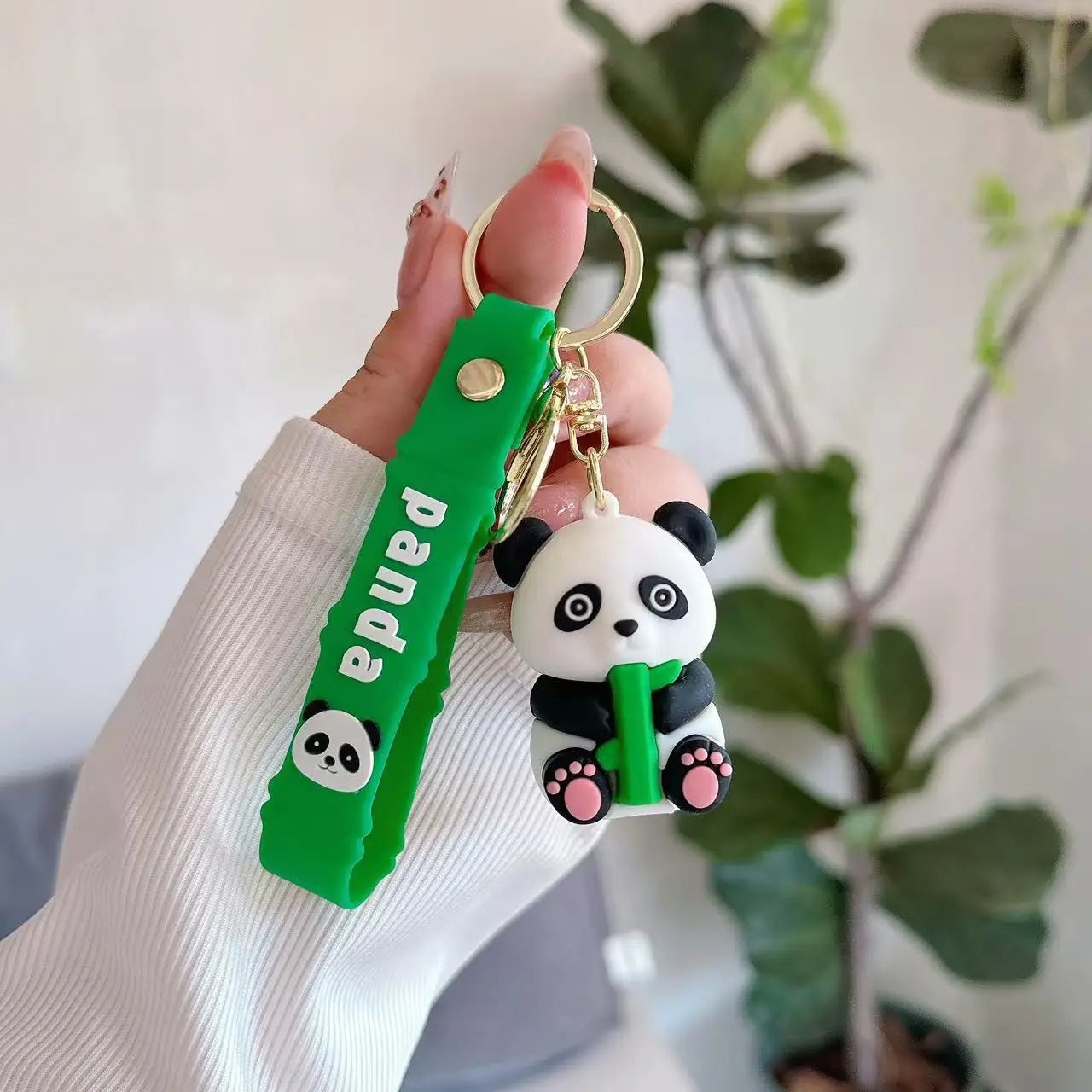 Cute Panda Keychain PVC Cartoon Keyring Creative Gift for Students Backpack Accessories