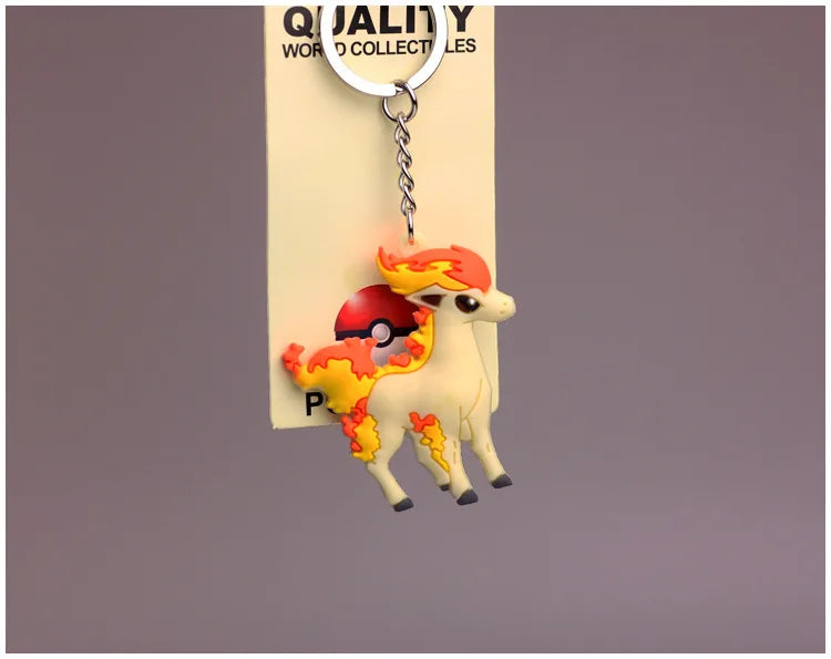 TAKARA TOMY Anime Pokemon Key Chain The Backpack PVC Metal Cubone Gengar Rapidash Abra Porygon Keychain Childrens Toy