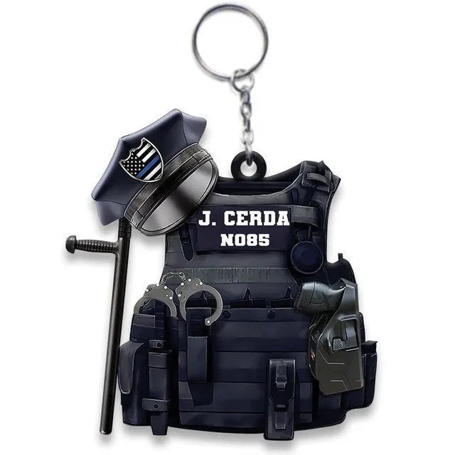 keychain policeman Military-Uniform Car Keychains Acrylic Keychain Women Men Police