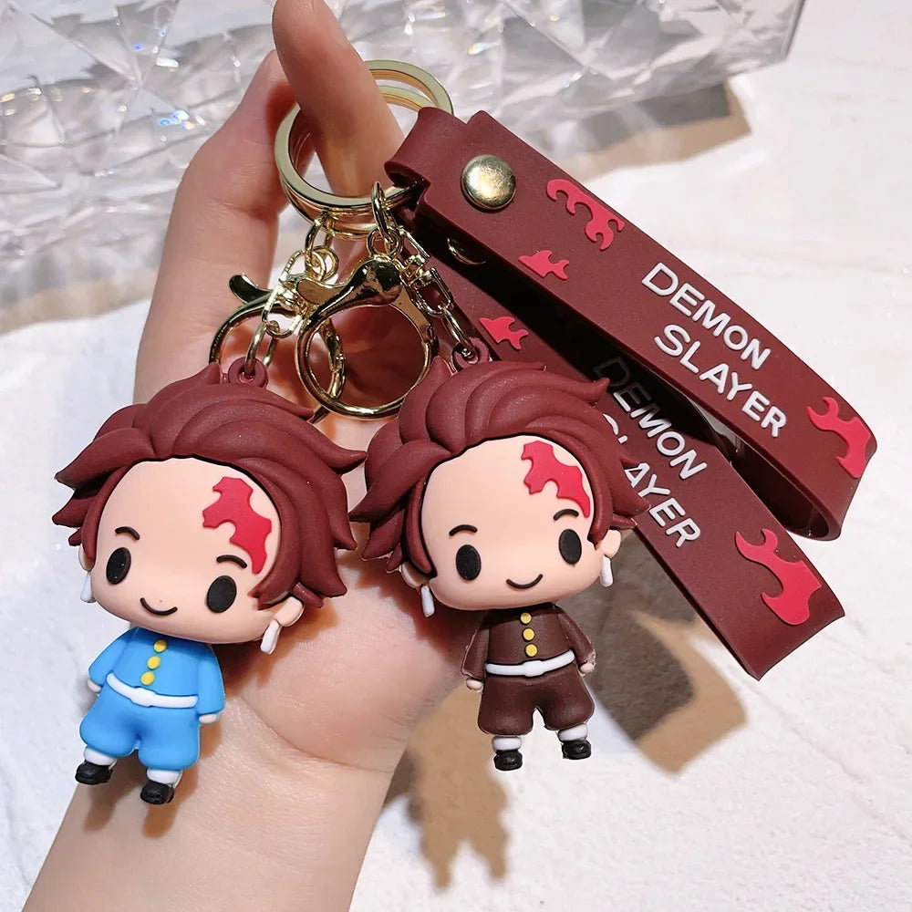 Anime Demon Slayer Pendant Keychain Cute Kamado Tanjirou Rengoku Kyoujurou Keychain Cosplay Keyring Souvenir Gift