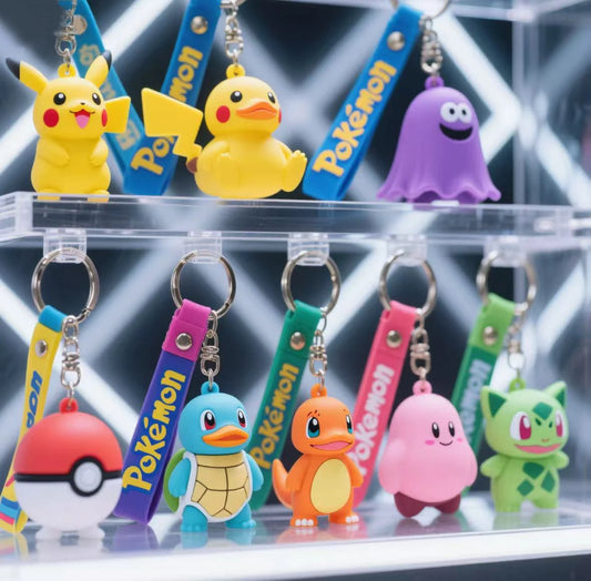 Pokemon PVC Keychain Pikachu PokeBall Party Favors Birthday Party Gifts Supplies Goodie Bag Fillers Christmas Stocking Fillers