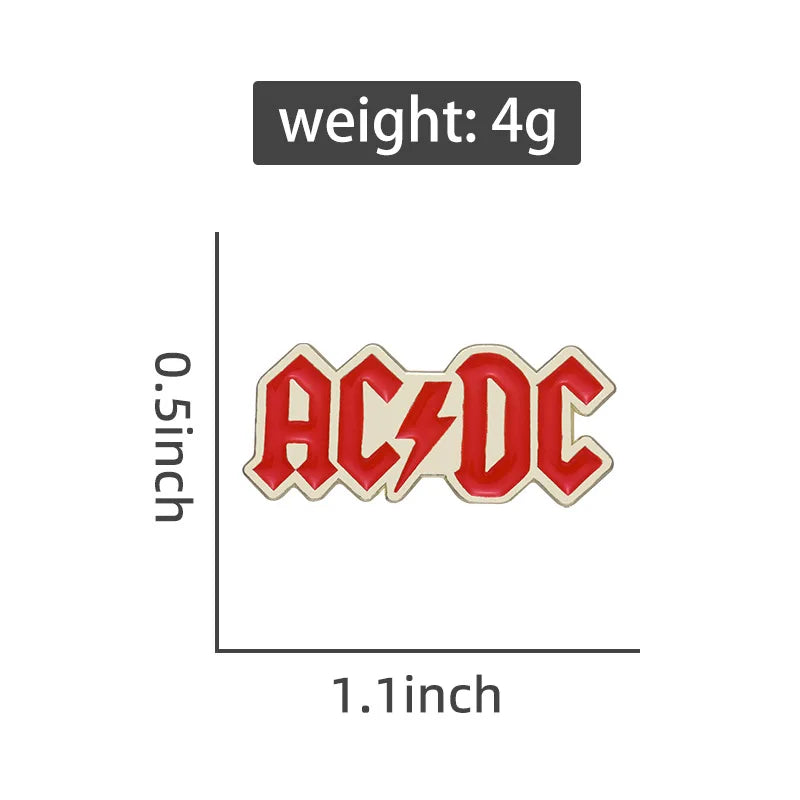 Rock band commemorative badges, Simple letters AC DC punk style alloy pins, accessories for clothing and bags, gifts for friends