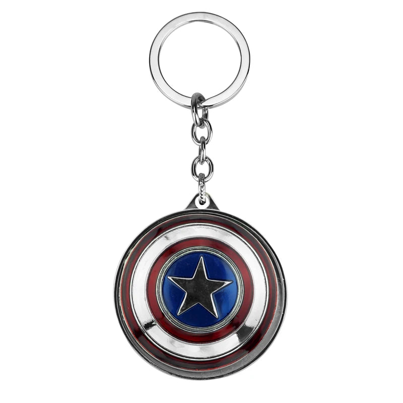 Marvel Captain America Shield Keychain Fun Rotate Relieve Anxiety Toy Keyring Avengers Car Bag Key Holder