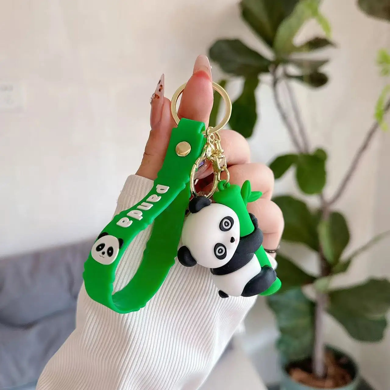 Cute Panda Keychain PVC Cartoon Keyring Creative Gift for Students Backpack Accessories