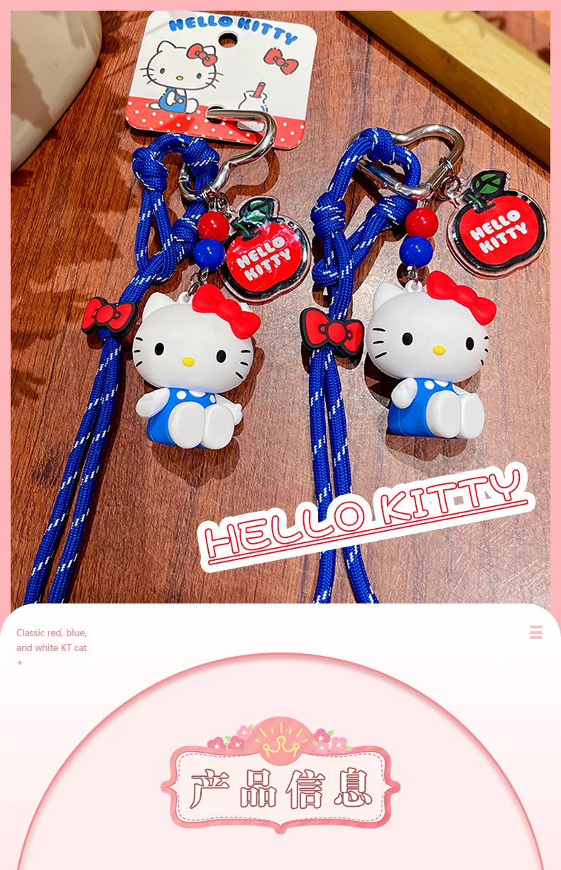 NEW Kawaii Sanrio Hello Kitty Doll Keychain Cartoon Cute PVC Car Key Anti-Lost Backpack Birthday Gift