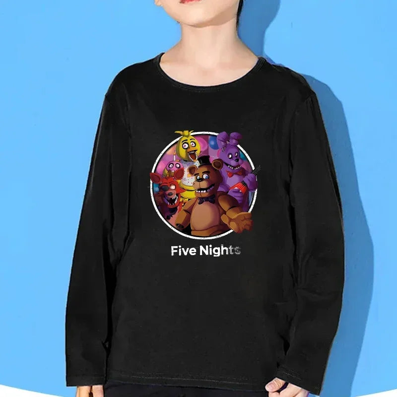 Five Nights At Freddys Long Sleeves Kids T-shirts Anime FNAF Tee Tops Cotton Fashion Children Clothes Undershirt Birthday Gift