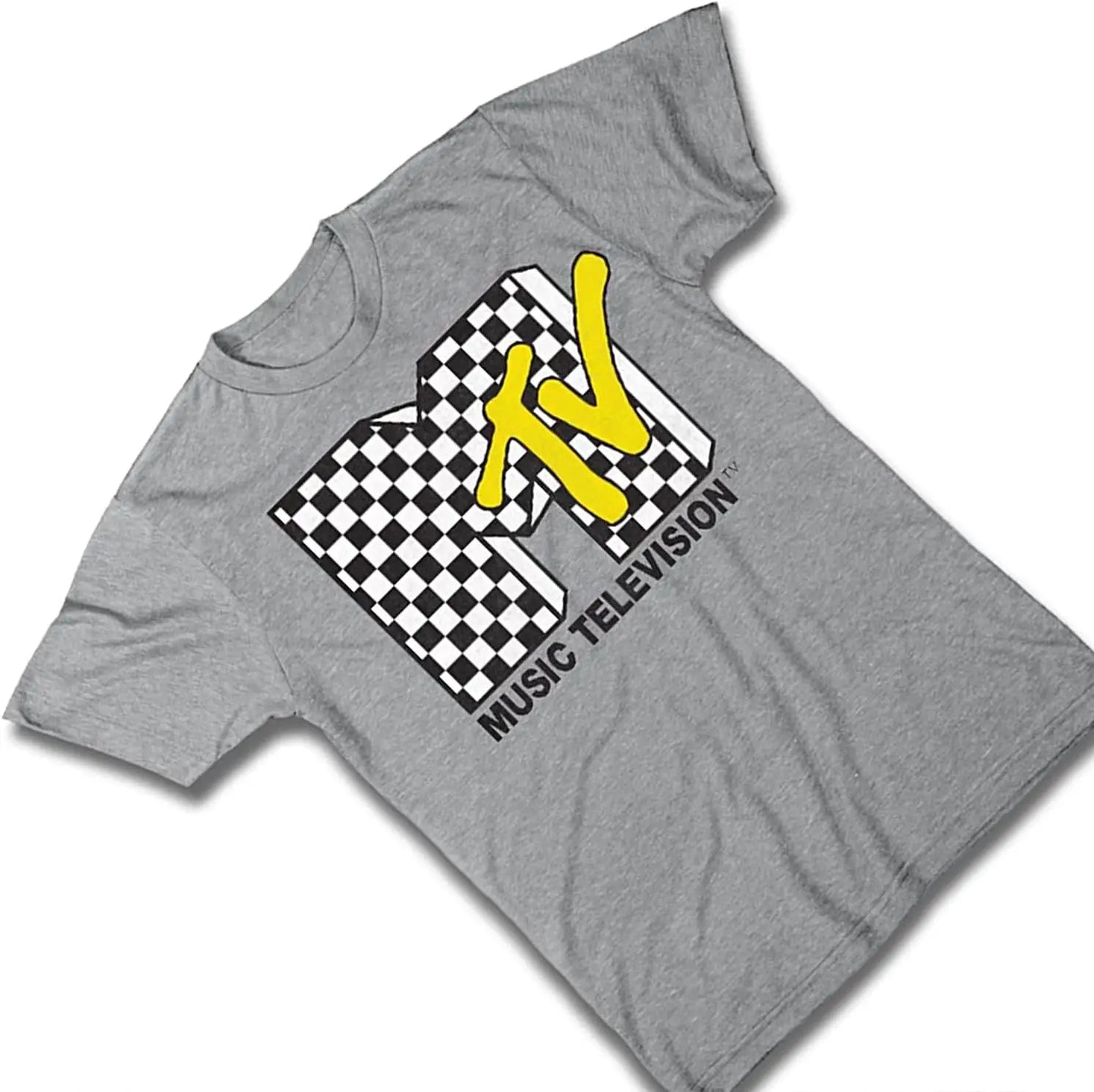 MTV Mens Shirt with Checkerboard  #TBT 1980's 1990'S Clothing  I Want My Music Television TShirt Men Print Streetwear